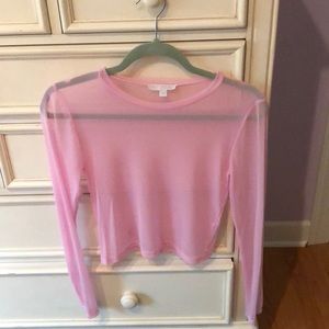 Light pink mesh crop top